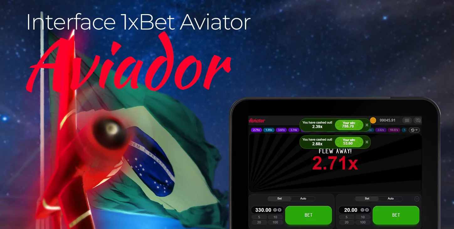 Características da interface do jogo em linha Aviator no 1xBet 