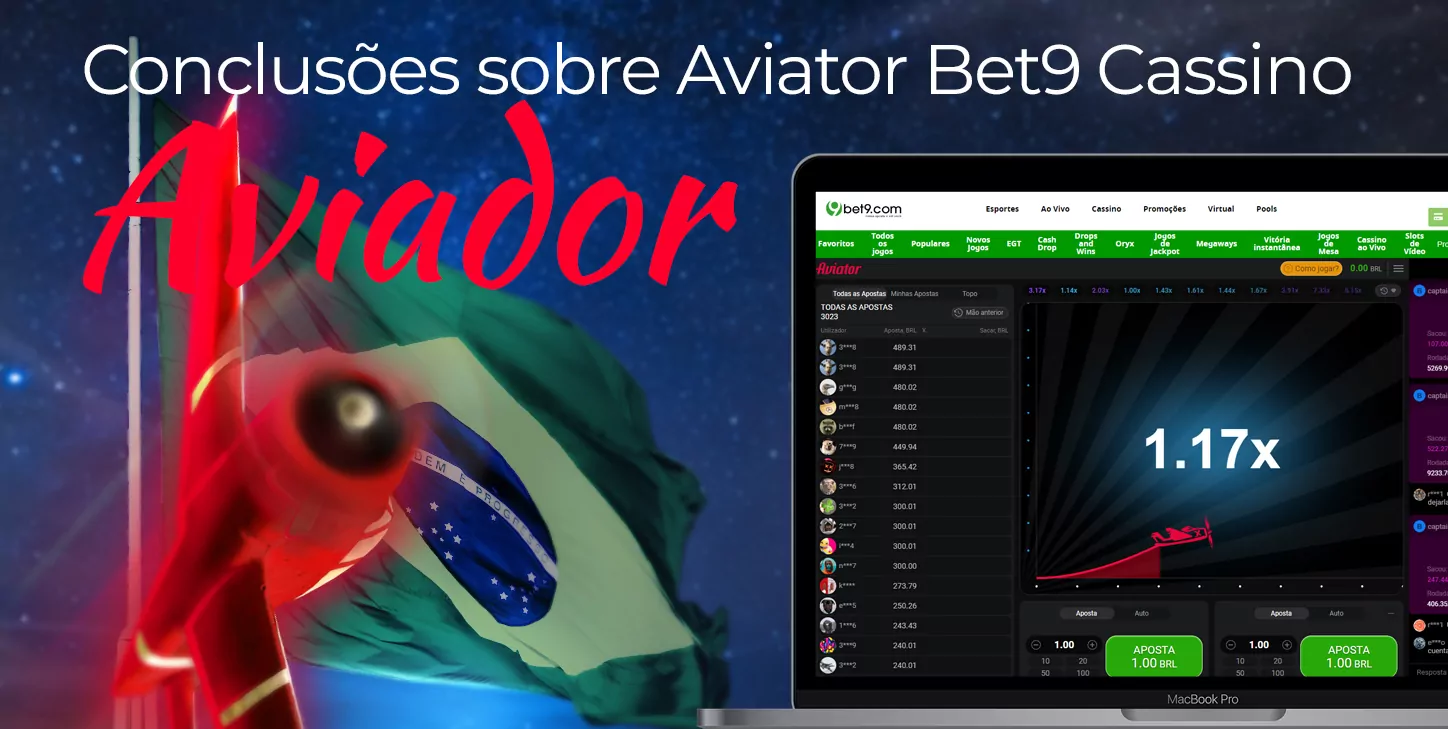 Impressão geral do jogo Aviator no Bet9 Cassino