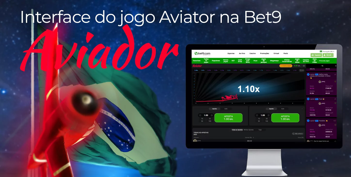 Recursos da interface de jogos do Aviator no Bet9 Cassino