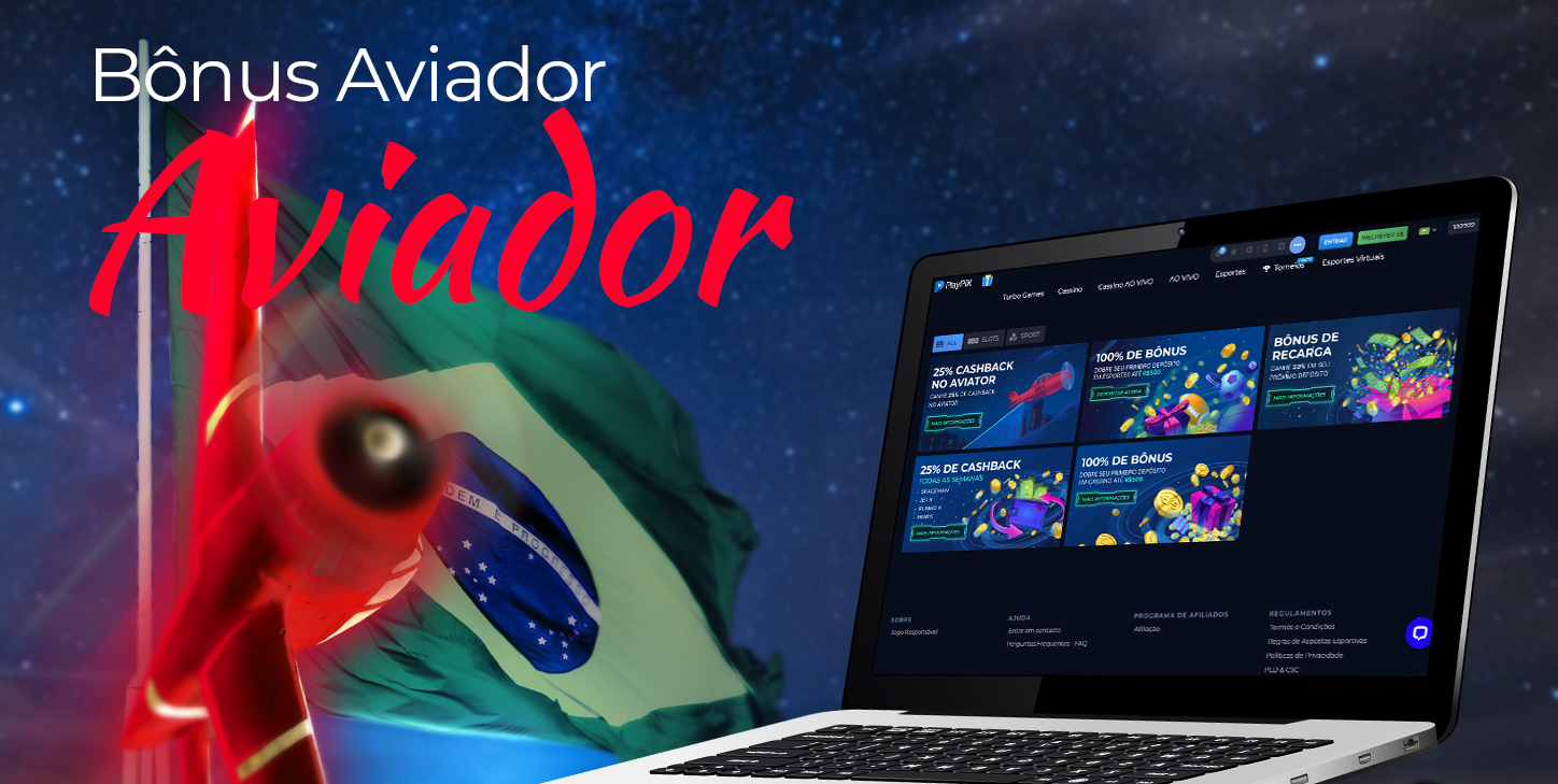 Lista de bônus que os usuários brasileiros da Playpix podem obter ao jogar Aviator.