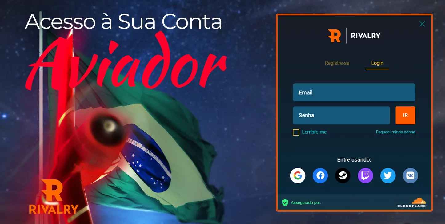 Instruções sobre como fazer login em sua conta Rivalry para começar a jogar Aviator