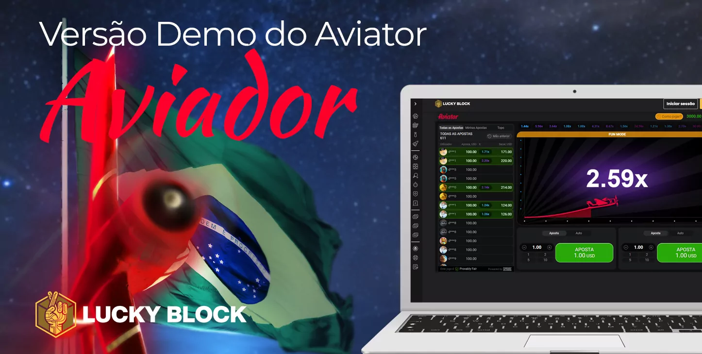 Descrição da versão demo do Aviator no Lucky Block Casino