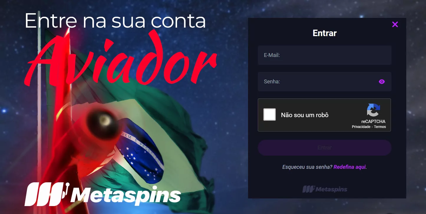 O processo de login em sua conta pessoal do Metaspins