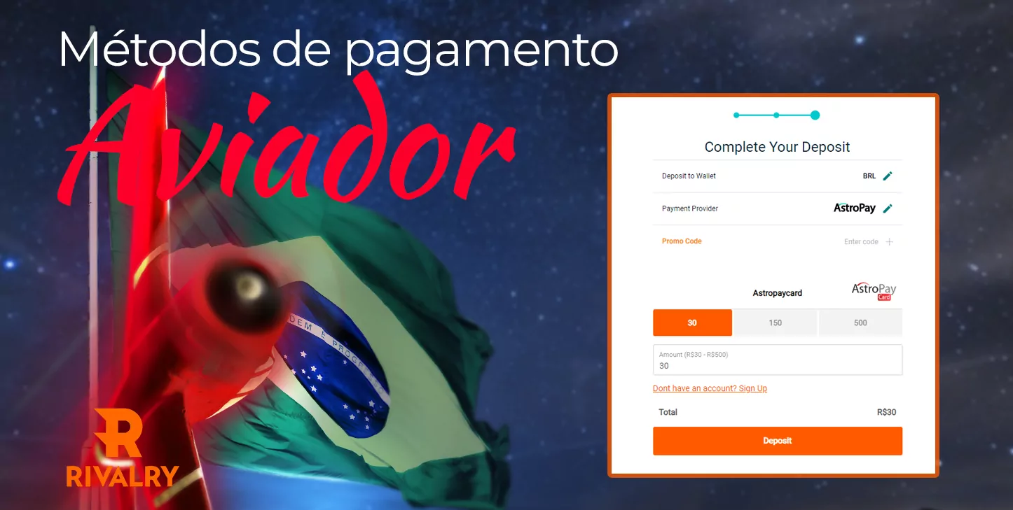 Métodos de pagamento para fazer depósitos e retirar ganhos do Rivalry